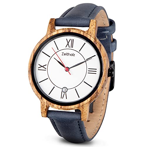 Zeitholz Reloj de Madera para Mujer, Reloj analógico colección Rosenbach 36mm, de Madera Natural con Movimiento de Cuarzo Japonés y Calendario mensual. (Blanco) Zeitholz Reloj de Madera para Mujer, Reloj analógico colección Rosenbach 36mm, de Madera Natural con Movimiento de Cuarzo Japonés y Calendario mensual. (Blanco)