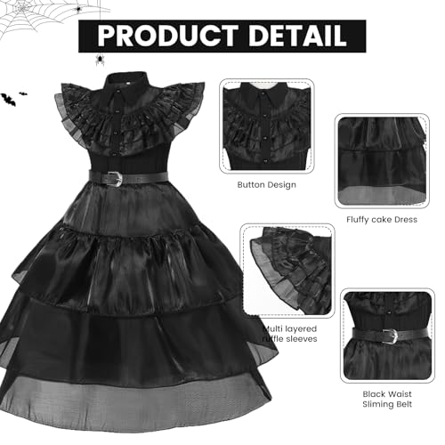 Disfraz negro para niñas Halloween 4-14 años miniatura 4
