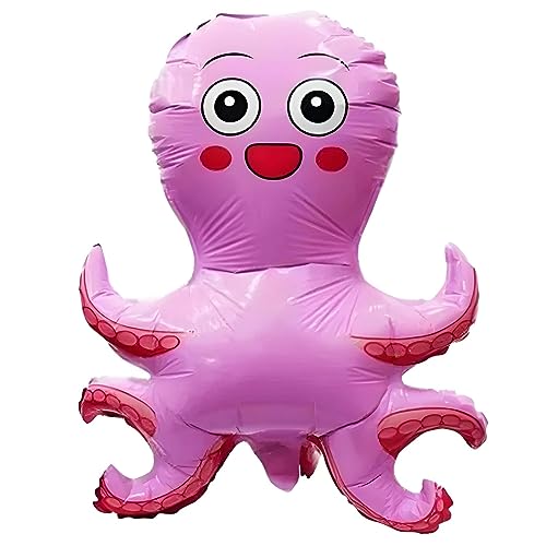 Ballon gonflable 3D en forme de pieuvre, rose, environ 53 x 42 cm – Parfait pour les anniversaires d'enfants, les fêtes sur le thème de la mer, les...