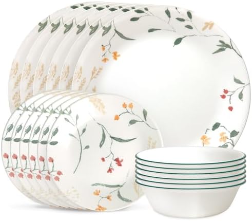 Corelle Vitrelle 18 Piece Glass Dinnerware Sets Service for 6, Tr...