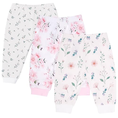 Image of littogoose Baby Jogger Pants 3-Pack for Boys & Girls, Newborn Leggings, Unisex Baby Clothes, Soft Baby Lounge Pants