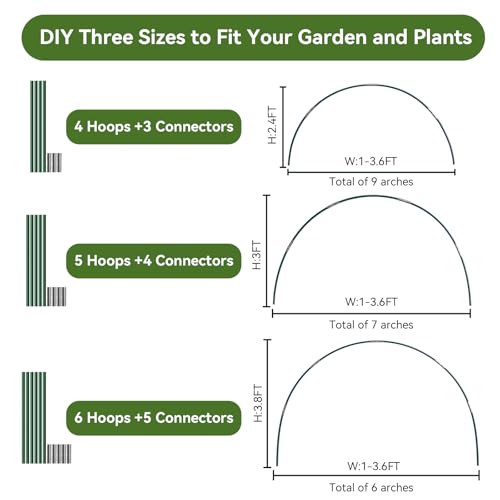 Garden Netting Kit for Raised Beds, 10x50FT Ultra Fine Mesh Netting ＆6 Sets Fiberglass Garden Hoops, Insect Netting for Garden Plant Row Cover Vegetable Flowers Protection Barrier