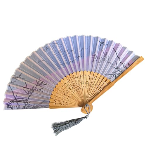 Folding Hand Fan with Hollow Engraving Wooden Tassel Designs, 9x2x2 in Foldable Portable Comfortable Lightweight Long Lasting Hand Held,Stylish Dancing Fans for Wedding Parties Dancing Guests (Black) - image 2