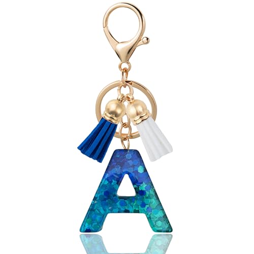 Initial Keychains for Women with Cute Heart Resin - Alphabet Letter Keychain for Bag, Backpacks, Purse or Car key