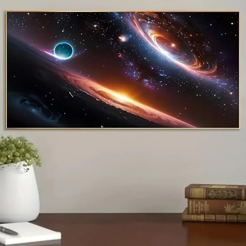 Affiches art moderne planètes cosmiques : peinture murale 90x180cm pour couloir