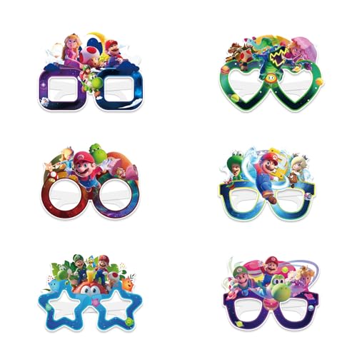 Image of YUEERBIRD 12Pcs Mario Party Set, Party Decorative Glasses, Cosplay Decorative Glasses, Suitable for Witch Marlo Group Birthday Parties, Children