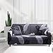 HOTNIU Stretch Sofa Cover Printed Couch Covers Sofa Slipcovers for 3 Cushion Couches Elastic Universal Furniture Protector with 1 Pillowcase (Large, Black Feather)