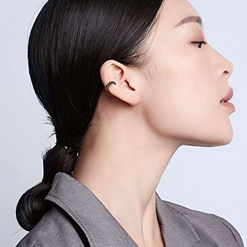 Phnibird Black Skull Ear Cuff Earrings For Men 925 Sterling Silver Ear Cuffs For Women Non Piercing Earrings Punk Gothic Jewelry (1Pcs) #TOP4