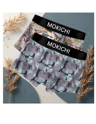 Image of Men's Boxer Briefs Pack, Breathable Stretch Underwear with Wide Comfort Elastic Waistband, Soft Geometric Print Trunks, Multi-Pack