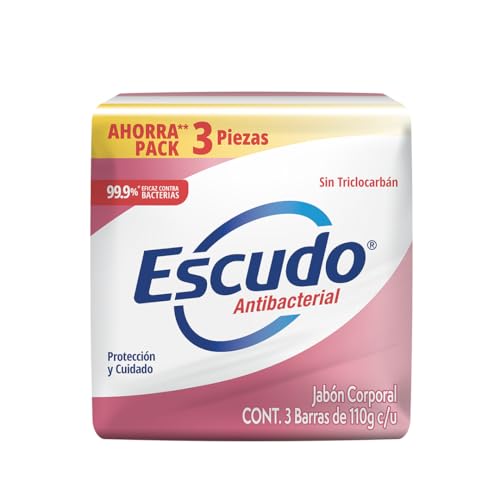 Escudo Antibacterial, Jabón de Tocador Protección con Vitamina E, 3 barras de 110gr