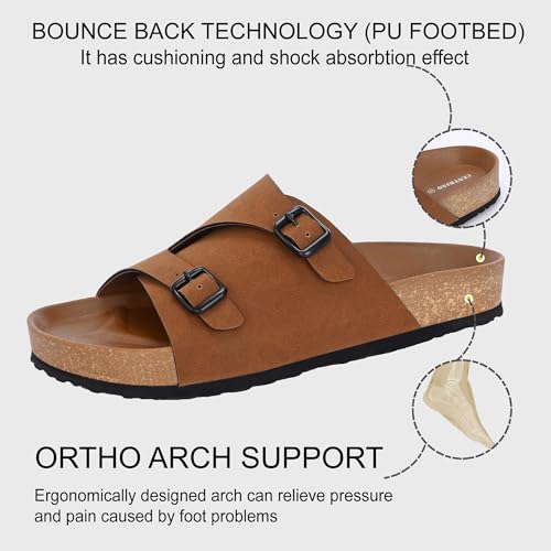 Image of Centrino Men's Berkin-Style Slip-On Sandals | Open Toe Design | Soft PU Footbed | Lightweight & Comfortable | Arch Support | On-Grip Sole | Casual Outdoor Wear (6866)