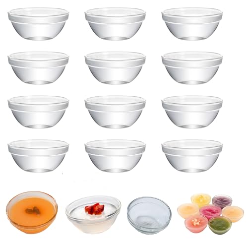 Ksnowqi 12 Pezzi Ciotole in Vetro, Ø 7.5 cm, Ciotoline per Aperitivo, Coppette Macedonia 75ml, Porta Salse Piatto Per Lavastoviglie E Microonde, Portata, Piatti, Salse