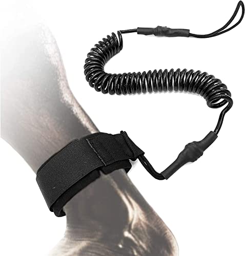 INHEMING Leash de Tabla de Surf, 10 Pies Correa de Pie de Surf TPU, Surf Leash,Correa Espiral Seguridad de Tobillo para Stand Up Paddle Board Kayak - Negro