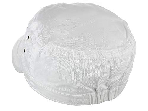 D&Y Unisex Cotton Distressed Layered Frayed Cadet Military Cap, White #TOP3