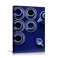 Canvas Wall Art Teacup Platter Coffee Drinks Farmhouse/Country Kitchen Multicolor Photography Urban - 12x18 inches