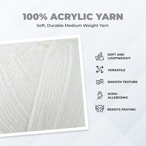 Image of Mary Maxim Maximum Value Acrylic Yarn for Crocheting and Knitting, Soft Worsted Weight White Yarn 4, Ideal for Blankets, Sweaters, Hats, and Scarves, 8 oz Skein (474 Yds), White - 1 Skein