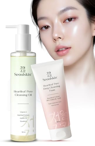 Image of SeoulSkin Heartleaf Double Cleansing Combo | Cleansing Oil 150ml + Pore Deep Cleansing Foam 100ml | Korean Face Wash for Men & Women | Removes Makeup, SPF & Excess Oil | BHA, Niacinamide, Hyaluronic Acid | For Oily, Acne-Prone Skin