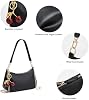 Bolso de hombro negro para mujer, cartera Hobo linda con dije de cereza y correas removibles 8