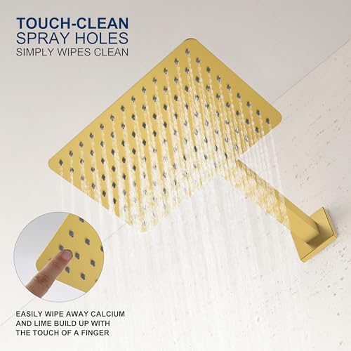 Image of KENES Brushed Gold Shower Set with Tub Faucet, Square Tub Shower Faucet Set