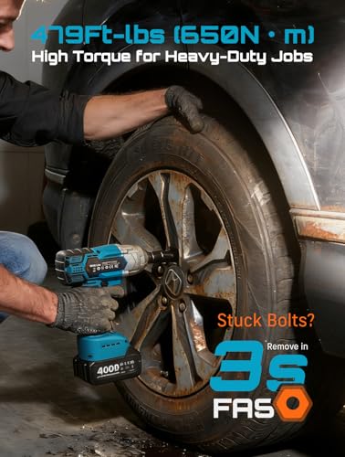 Seesii Cordless Impact Wrench 1/2 inch, High Torque 479 Ft-lbs(650Nm) Brushless Impact Gun,2500RPM w/2x4.0 Battery, 6 Sockets,8 Drill Bits, High Torque Power Impact Driver for Car Home,WH6 Lite - Image 3