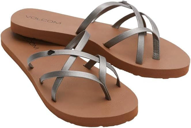 Volcom Women's New School Strappy Flip Flop Flat Slide Sandal
