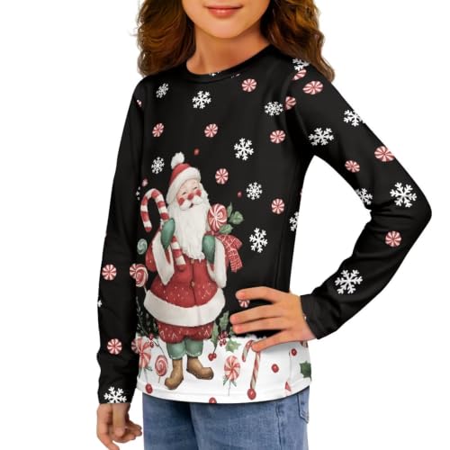 Image of Long Sleeve Shirts for Girls Casual Crewneck Tops Fall Winter Outfits for 3-16 Years Old