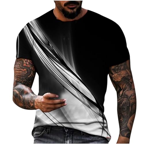 Camiseta de Manga Corta Hombre 2024 Verano impresión Moda Camisa Original Casual T-Shirt Cuello Redondo Fiesta Basic Deportivos Tops tee Talla Grande Slim Fit