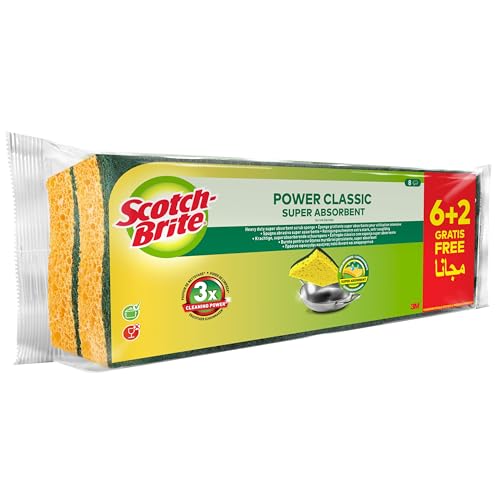 Scotch-Brite Classic Naturfaser-Reinigungsschwamm, 6 Stück + 2 GRATIS - Allzweck-Schwamm für den Alltag - Kratzfrei