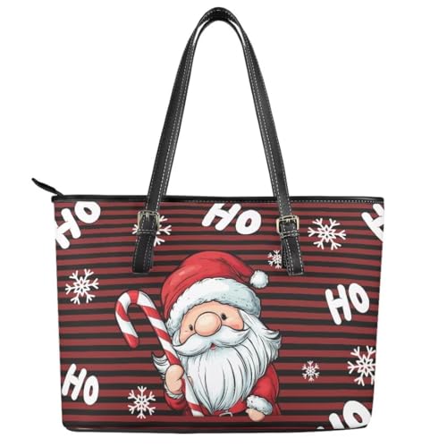 Image of Coldinair Christmas Leather Tote Bag for Women with Zipper Large Shoulder Tote Bag Shopping Casual Travel Bag Handbag Purse