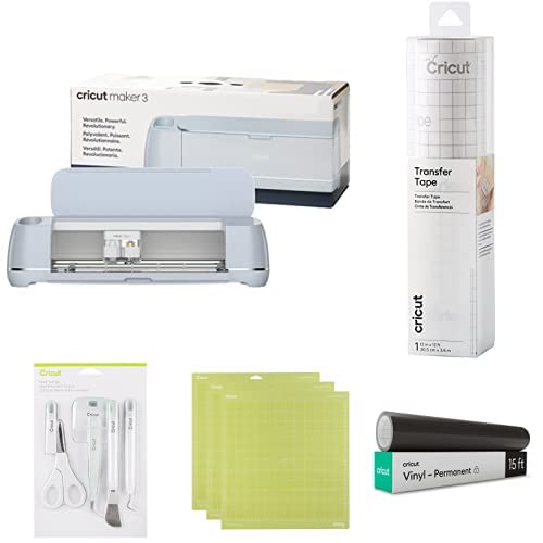 Cricut Maker 3 Smart Cutting Machine With Digital Content - Vinyl Starter Bundle, Includes 30 Digital Images, 5-Piece Tool Set, Transfer Tape, Standard Grip Mats, & Permanent Vinyl Roll (Black) #TOP27