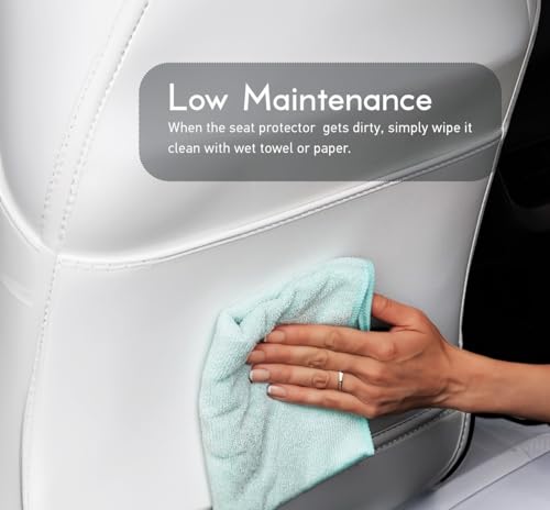 Image of LunaBox Seat Back Protector - Wear Resistant Seat Protector, Seat Back Kick Mats with Bigger Organizer Pocket - 2 PCS (White)