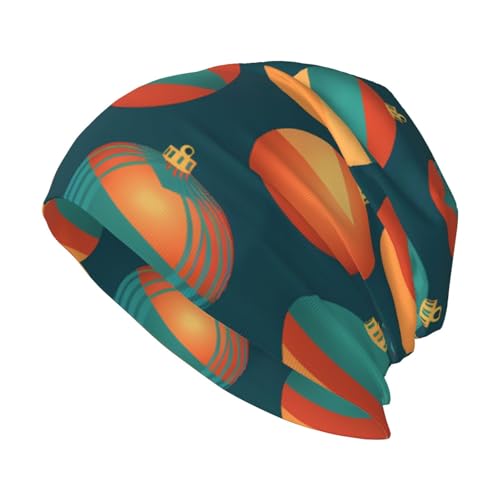 WHJSSF Gorro de punto redondo con estampado de árbol de Navidad para adultos, adecuado tanto para hombres como para mujeres, gorra sin ala, cálida para todas las estaciones, color negro