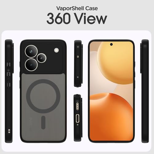 Image of Amazon Basics Back Cover for Realme P4 Pro 5G Compatible with Mag-Safe Smoke Back | Shockproof Design | Hard Transparent Back Case (Black Smoke Mag-Safe)