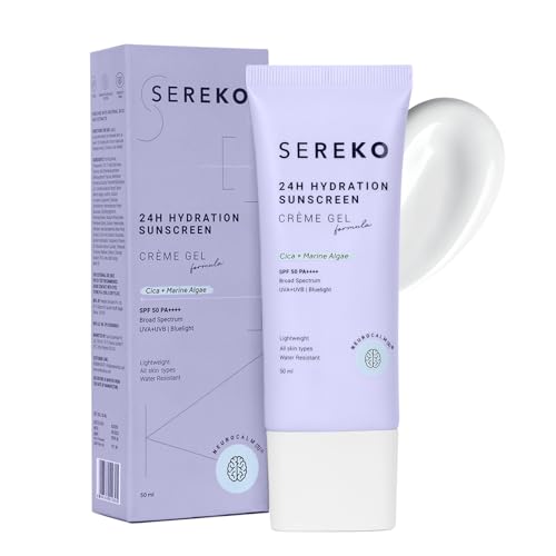Sunscreen SPF 50 PA++++ Crème Gel | Zero White Cast, Blue Light + UVA/UVB Protection | Quick Absorbing, Non-Greasy, 24H Hydration | For Men & Women | 