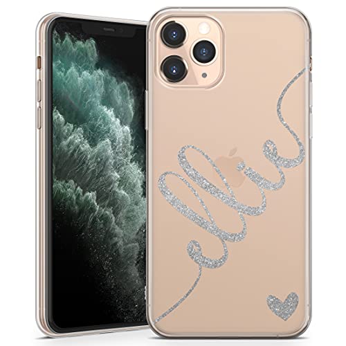Custodia Personalizzata IPhone 12 Pro Max - Morbida Trasparente Con Nome E Cuori Rosa Oro