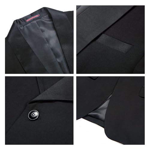KUDMOL Mens Suit 3 Piece Tuxedo One Button Blazer Vest Trousers Sets for Wedding Party Prom - Image 6