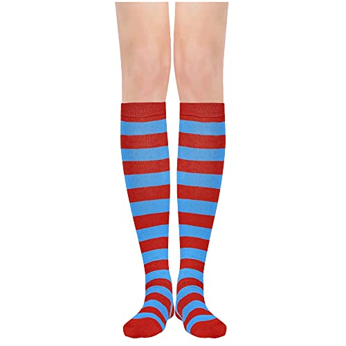 Image of DOOVID Casual Knee High Socks for Women Tube Socks Elasticity Athletic Socks Thin Stripe Knee High Stockings