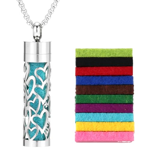 IKOPFLN Collier d'huiles essentielles pour femmes Aromathérapie Huile Essentielle Diffuseur Pendentif Collier collier pendentif d'aromathérapie en acier...