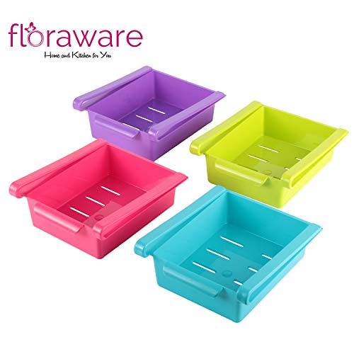 Floraware Plastic Refrigerator Storage Rack Set, Set of 4, Multicolour