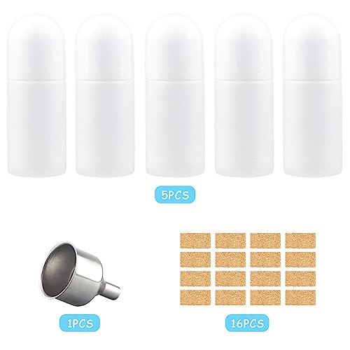 ELNLE Deo Roller Flaschen Leer 50 ml, Deoroller zum Befüllen Hund, Nachfüllbare Roll On Flasche, Aromatherapie Flaschen mit Rollenkugel für Unterlippe Balsam Duft Öle Parfüm (Weiß)