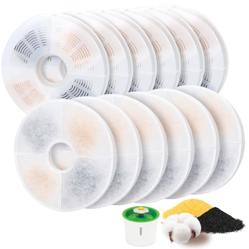 12 Pack Cat Water Fountain Filter Replacement Compatible with Catit Cat Fountain Filters Compatible with Catit Design Senses Fountain/Flower Fountain/Senses 2.0 / Fresh & Clear Stainless Steel