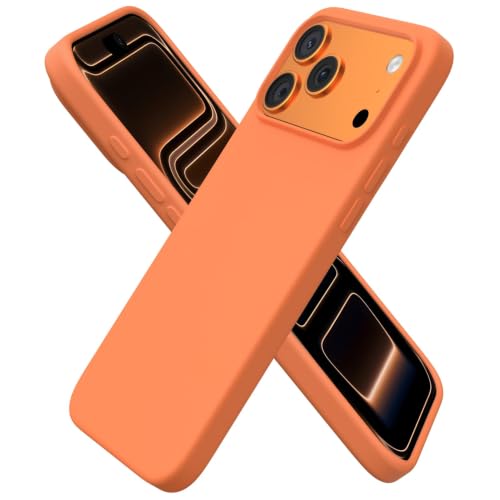 Image of ORNARTO Compatible with iPhone 17 Pro Max Case 6.9 inch, Slim Liquid Silicone 3 Layers Soft Gel Rubber Shockproof Protective Cover with Anti-Scratch Microfiber Lining-Dusty Orange