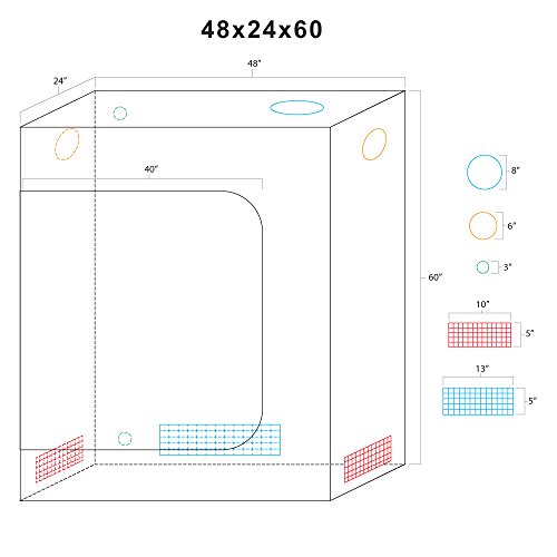 image for Apollo Horticulture 48”x24”x60” Mylar Hydroponic Grow Tent for I