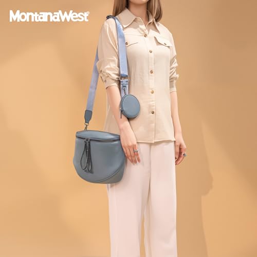 Image of Montana West Crossbody Bag for Women, Large Bum Bag Purse Soft Vegan Leather Travel Fanny Pack with Coin Purse