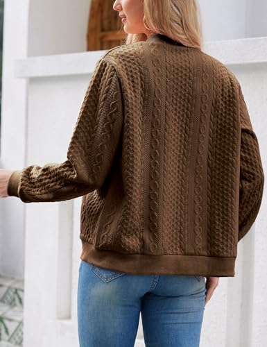 Image of WROLEM Zip Up Sweatshirts for Women Casual Outfits Cardigan Outerwear Trendy Winter Jackets Coat