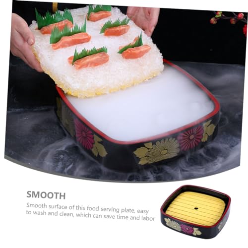 Plato cuadrado de plástico amarillo para sushi miniatura 4