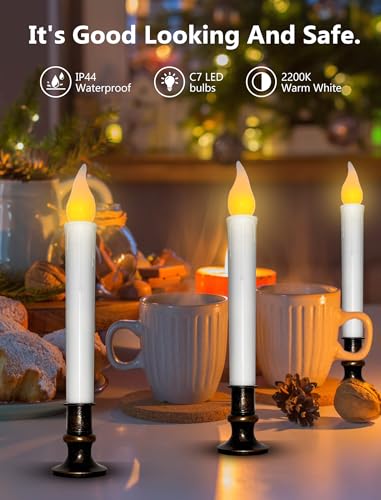 Image of 4PK Battery Operated LED Window Candles, 7.75 inch Christmas Candle Lamp