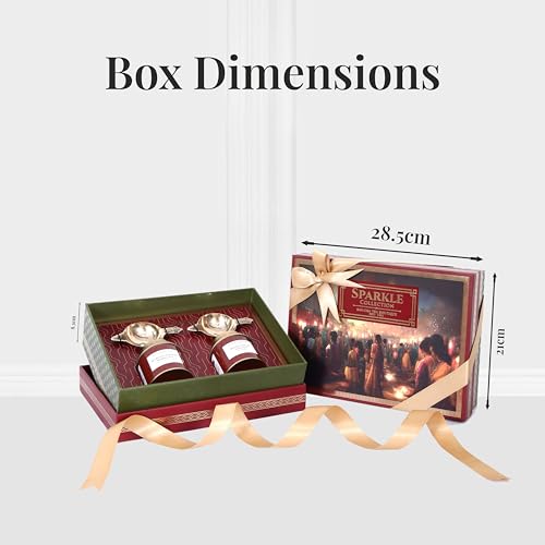 Image of Sancha Tea Boutique Sparkle Collection Diwali Gift Box - Masala Chai & Ginseng Loose Leaf Tea Assortment - Premium Health Gift Hamper