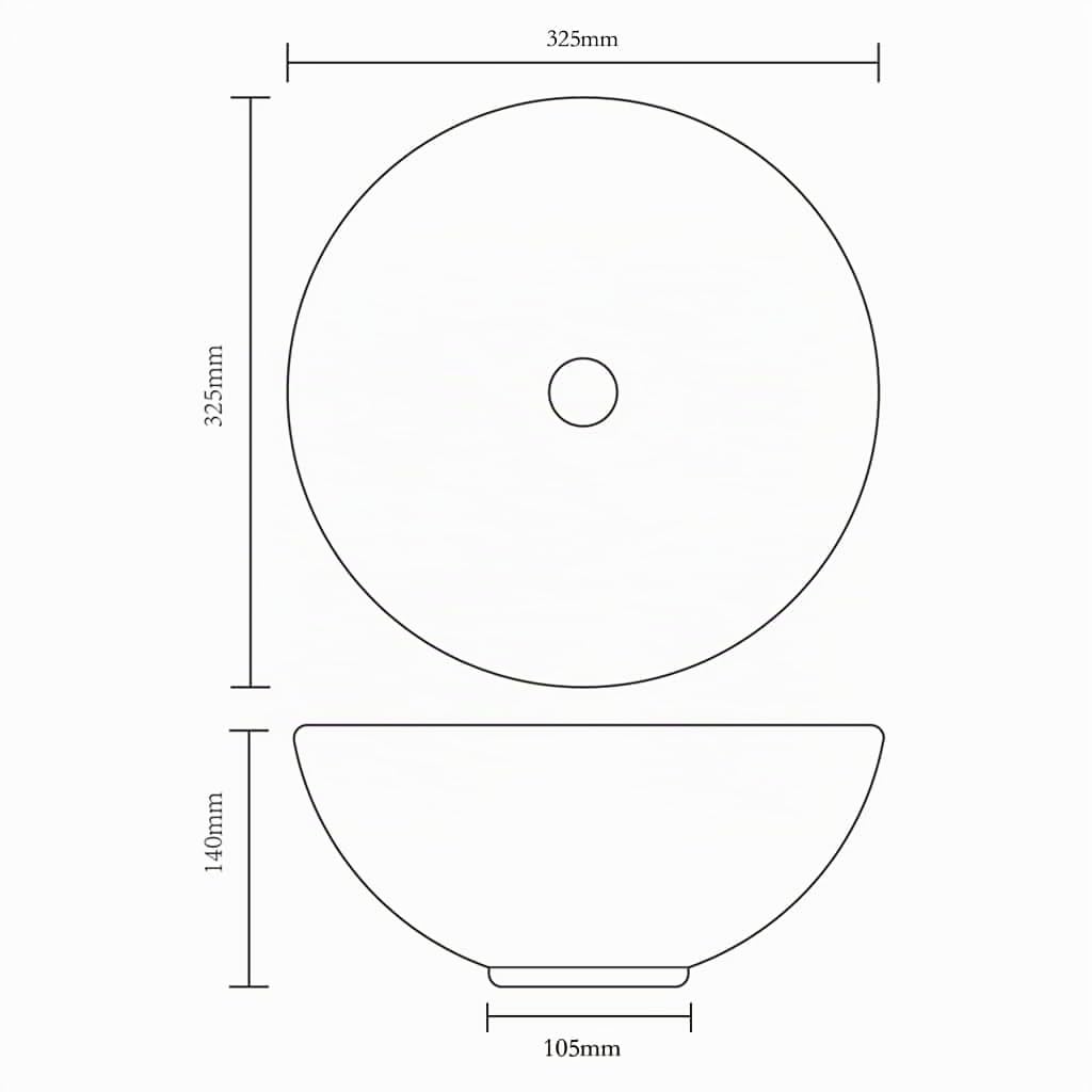 vidaXL Lavabo de Baño Redondo sobre Encimera Cerámica Blanco Lavamanos de Aseo