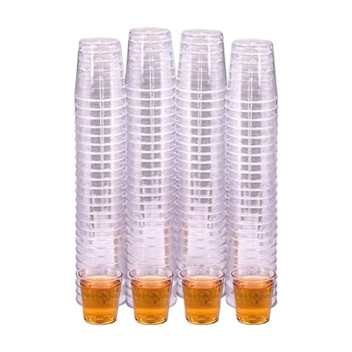 PinkWebShop Pack of 200 Plastic Shot Glasses and Dessert Cups, Clear 200, Small
